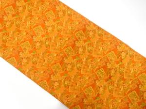 読本に花模様織出し袋帯